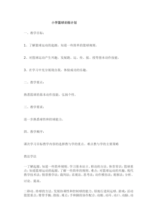 小学篮球训练计划