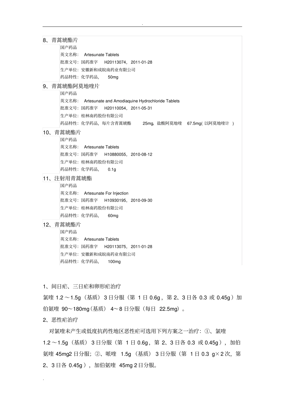 主要治疗疟疾药物_第2页