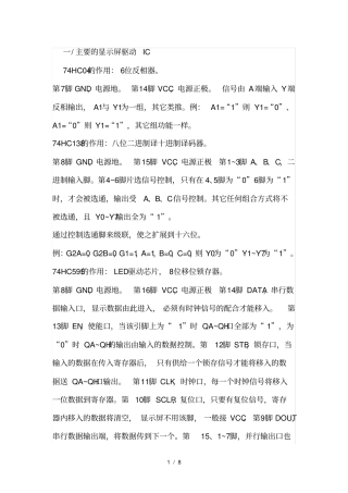 主要的显示屏驱动IC