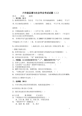 六年级下册模拟试题二