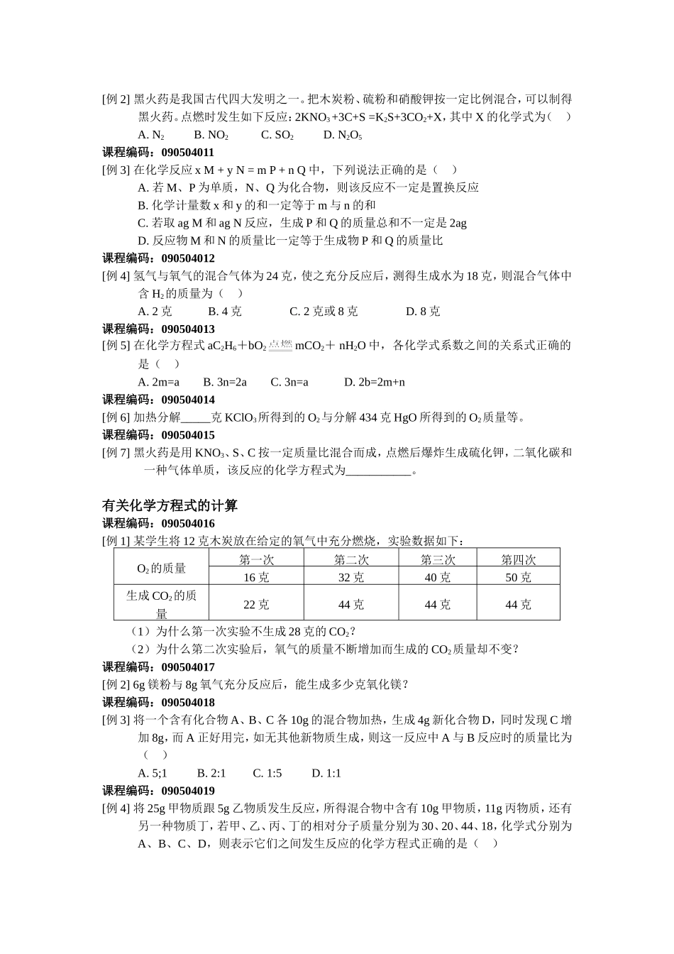 090504质量守恒定律和化学方程式_第2页