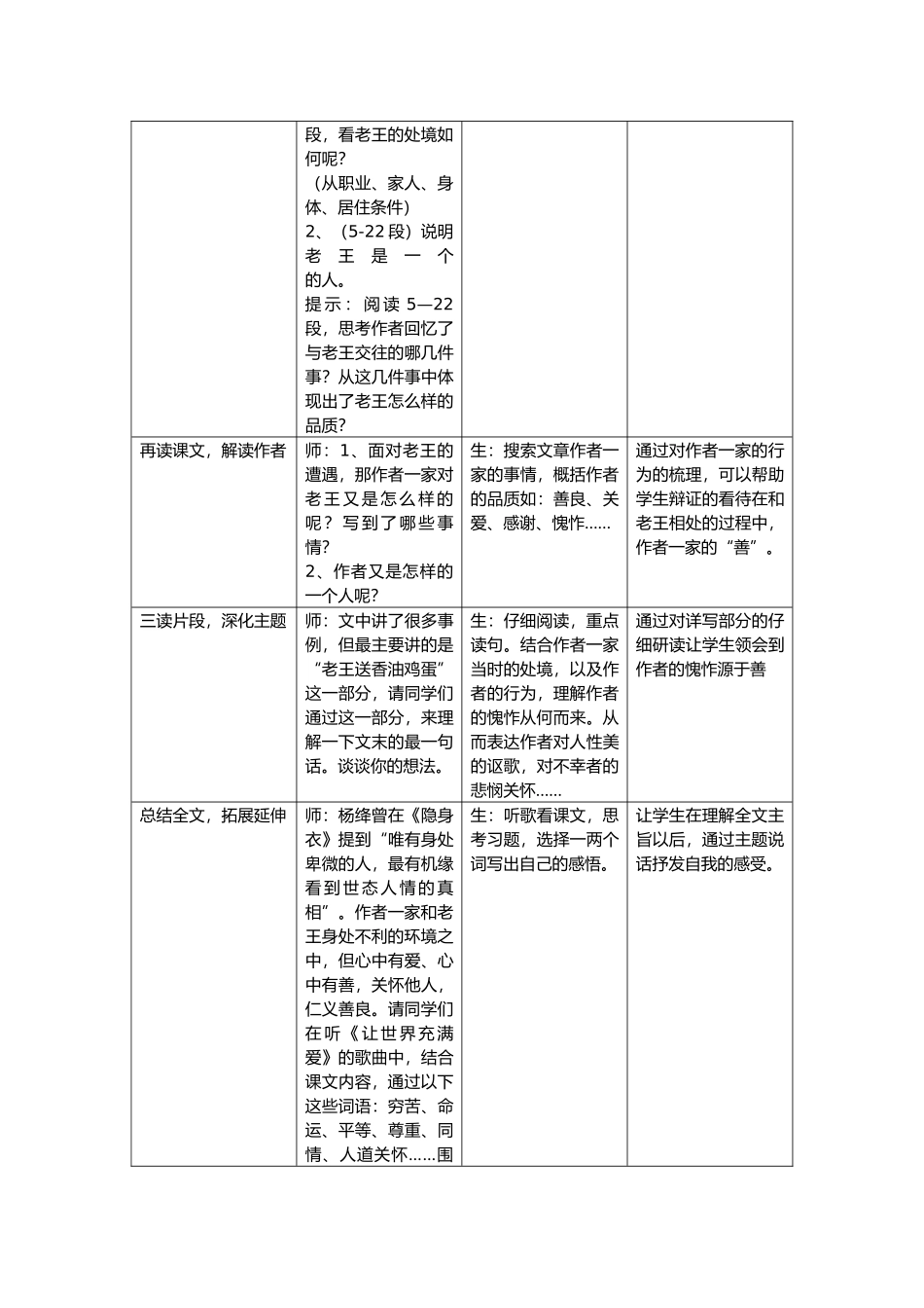 (部编)初中语文人教2011课标版七年级下册老王-教案-(3)_第2页