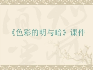 《色彩的明与暗》课件2