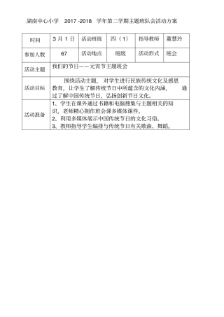 主题班会格式