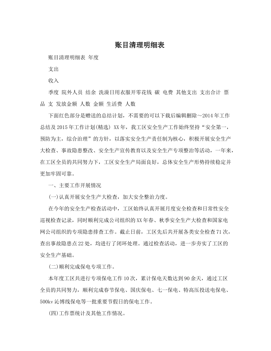 账目清理明细表_第1页