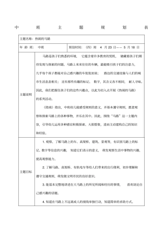 主题计划：热闹的马路