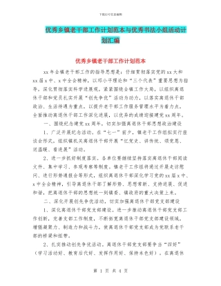 优秀乡镇老干部工作计划范本与优秀书法小组活动计划汇编