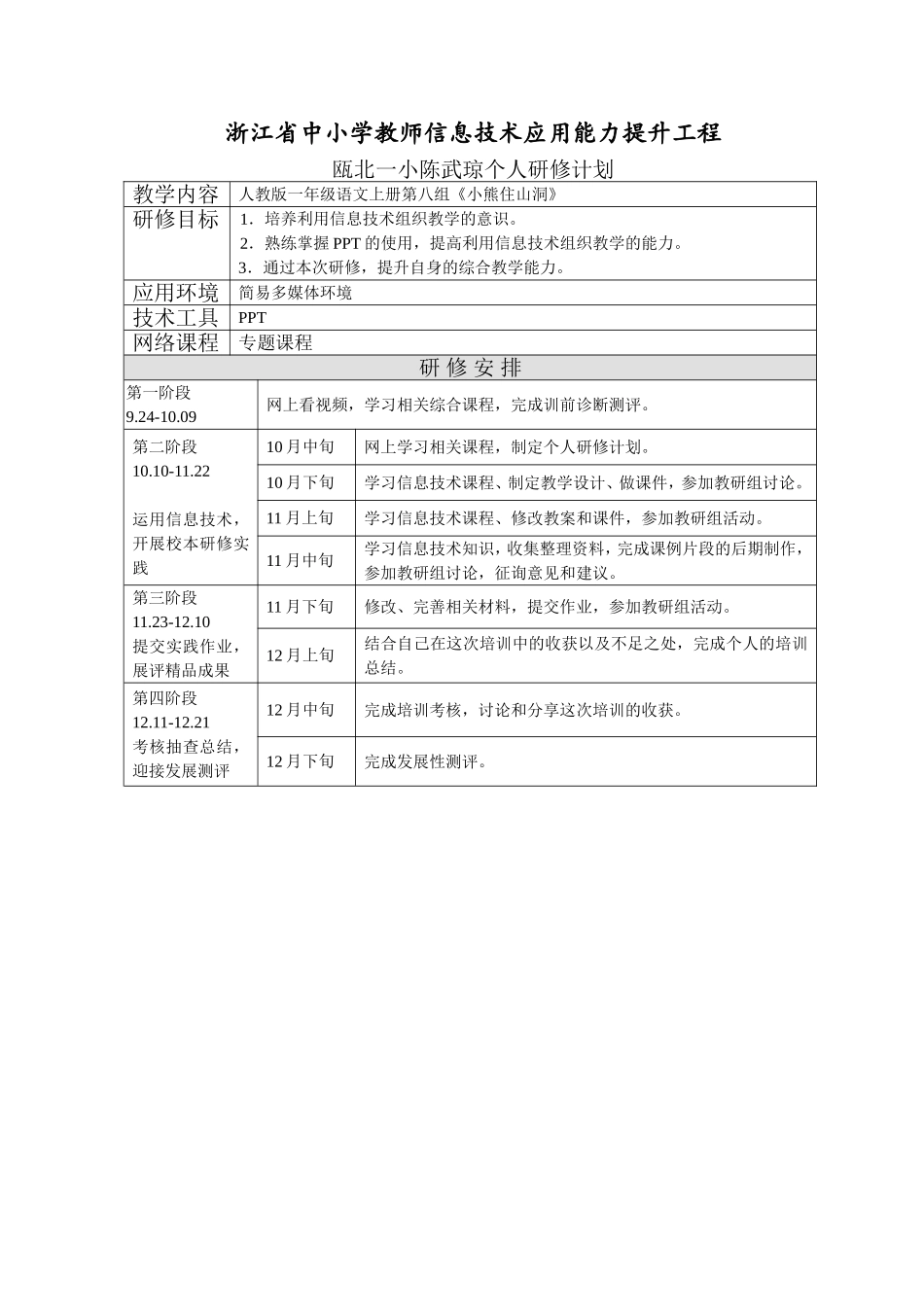 陈武琼个人研修计划_第1页