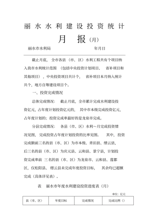 丽水水利建设投资统计