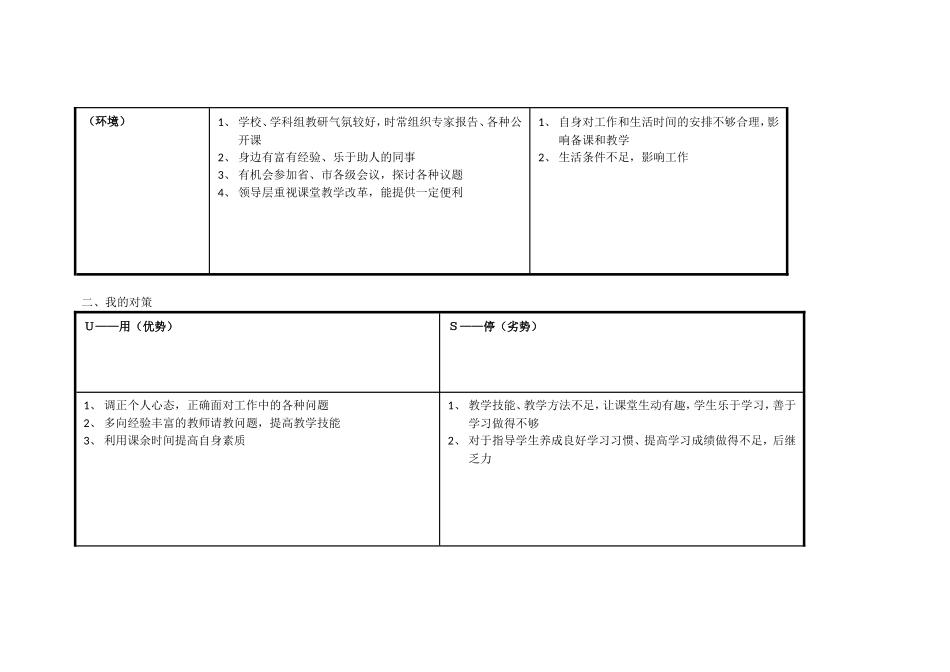 延路明的个人自我诊断SWOT分析表_第2页