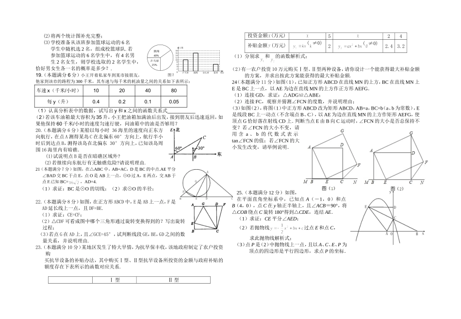 中考适应性考试数学试-题_第2页