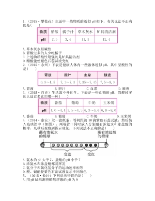 2016中考化学复习课件-复习题：专题十、溶液的酸碱性-PH专题十-拓展提升