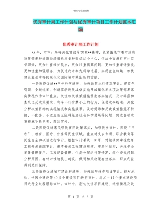 优秀审计局工作计划与优秀审计项目工作计划范本汇编