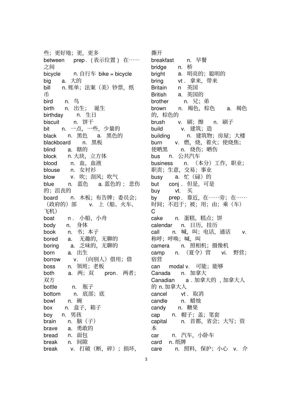 义务教育英语课程标准词汇表2011版剖析_第3页