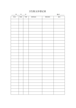 义诊人员登记表