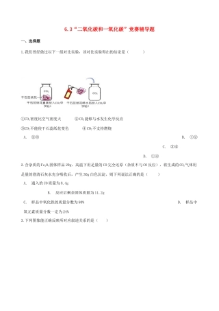 九年级化学上册 第六单元 碳和碳的氧化物 63 二氧化碳和一氧化碳 竞赛辅导题(新版)新人教版试卷