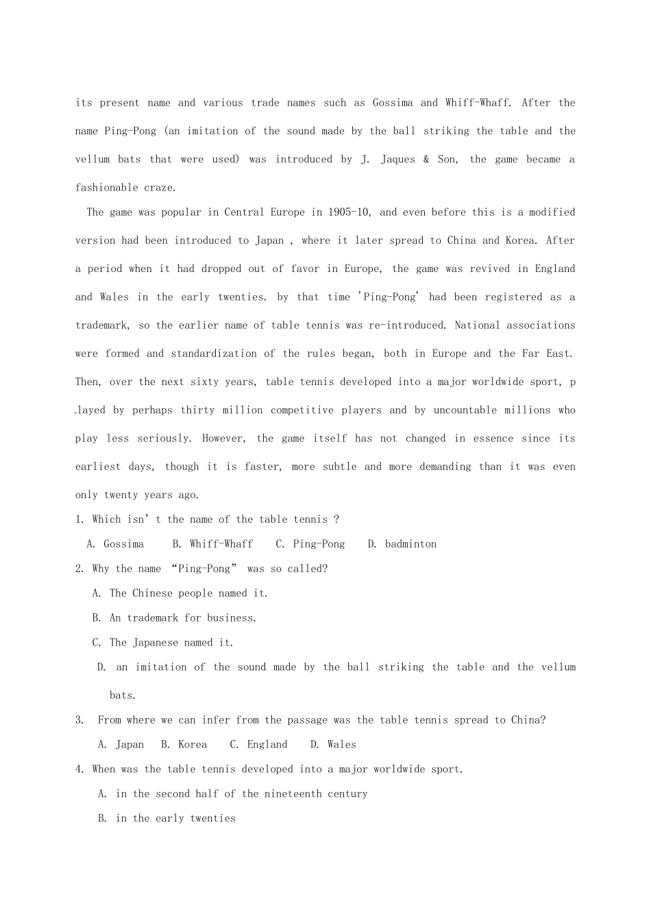 中考英语一轮复习 阅读理解第1集试卷_第3页