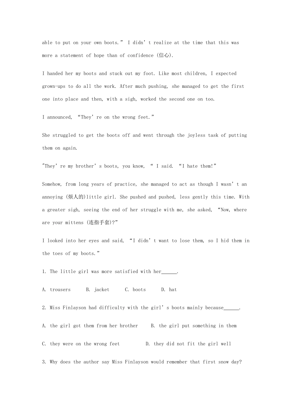 四川省成都市高考英语二轮复习 阅读理解提升选练80集之(61)试卷_第3页