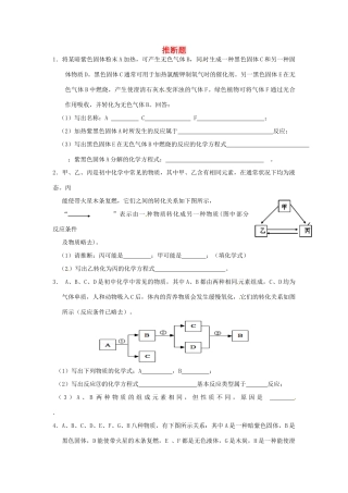 九年级化学上册 难点突破训练 推断题 新人教版试卷