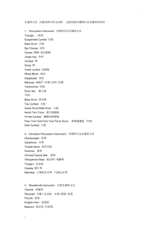 乐器英文名,乐器名称