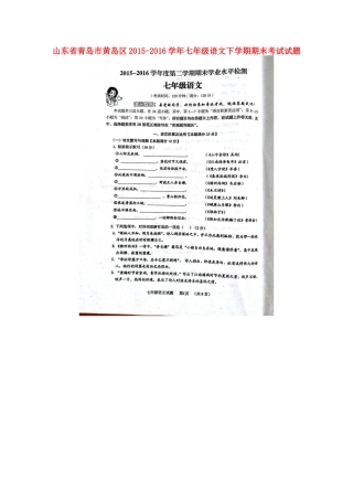 山东省青岛市黄岛区七年级语文下学期期末考试试卷新人教版试卷