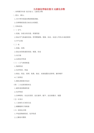 九年级化学综合复习 元素化合物试卷