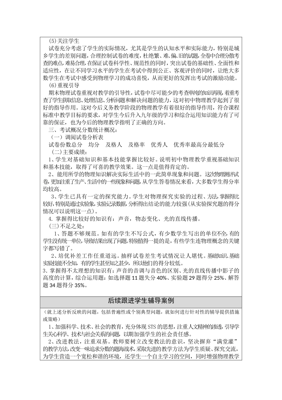 初二物理学质量分析_第2页