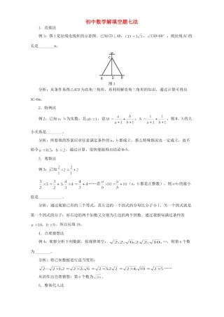 初中数学解填空题七法 学法指导 不分版本 试题