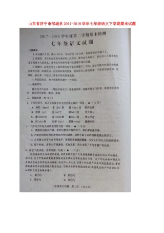 山东省济宁市邹城县七年级语文下学期期末试卷新人教版试卷