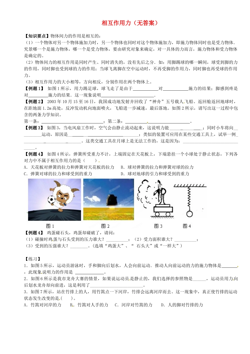 中考物理总复习 相互作用力试卷_第1页