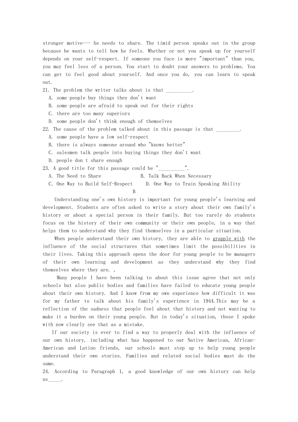 山东省新泰二中高一英语上学期第三次月考试卷_第3页