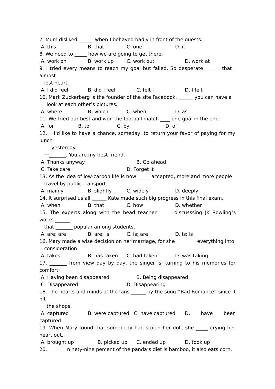 四川省成都市高三英语第二次诊断性检测试卷_第2页