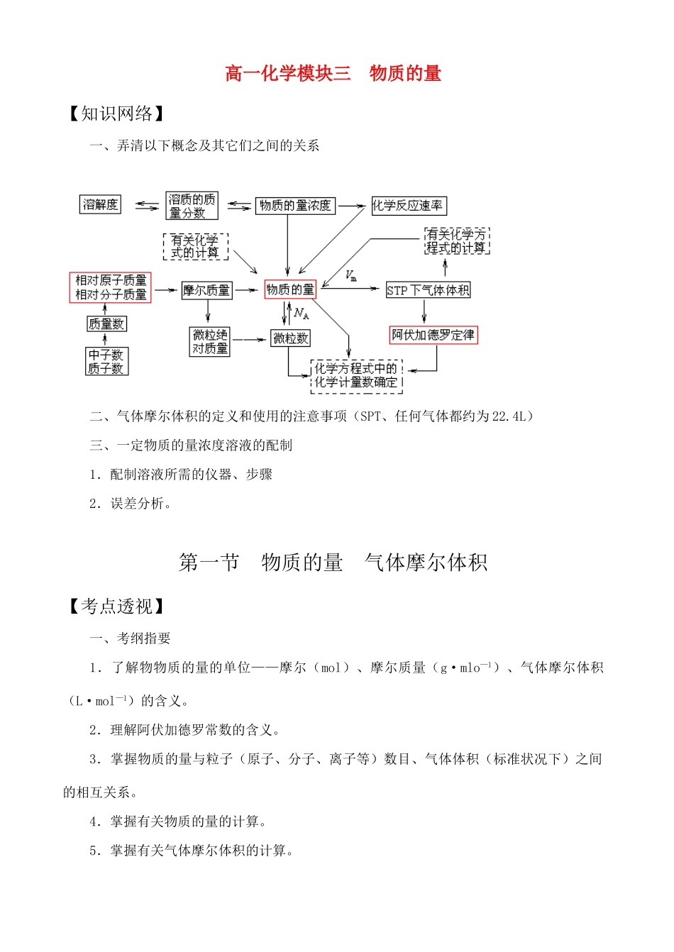 高一化学模块三  物质的量_第1页