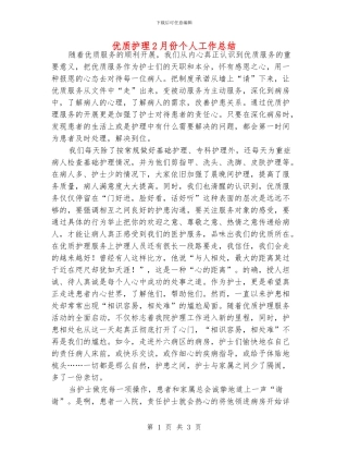 优质护理2月份个人工作总结