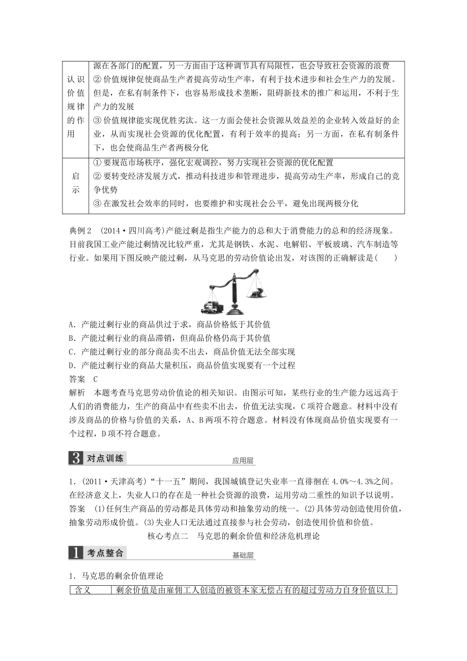 （江苏专用）高考政治大一轮复习 专题二 马克思主义经济学的伟大贡献考点整合 新人教版选修2-新人教版高三选修2政治试题_第3页