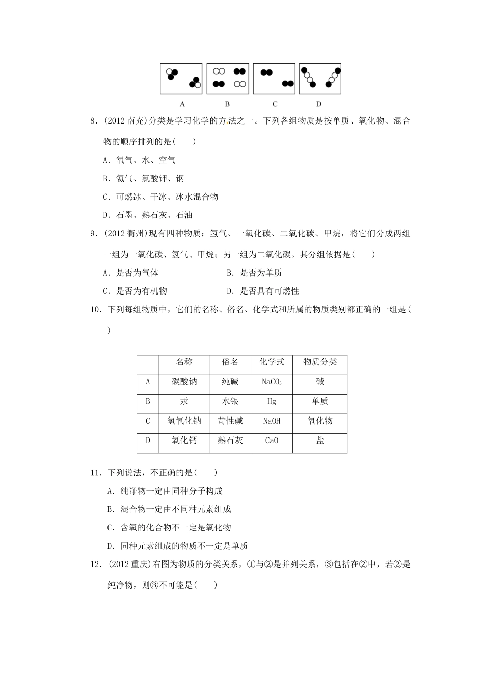 中考科学考点跟踪训练29 物质的分类试卷_第2页