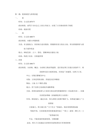高一历史第一单元综合岳麓版必修1