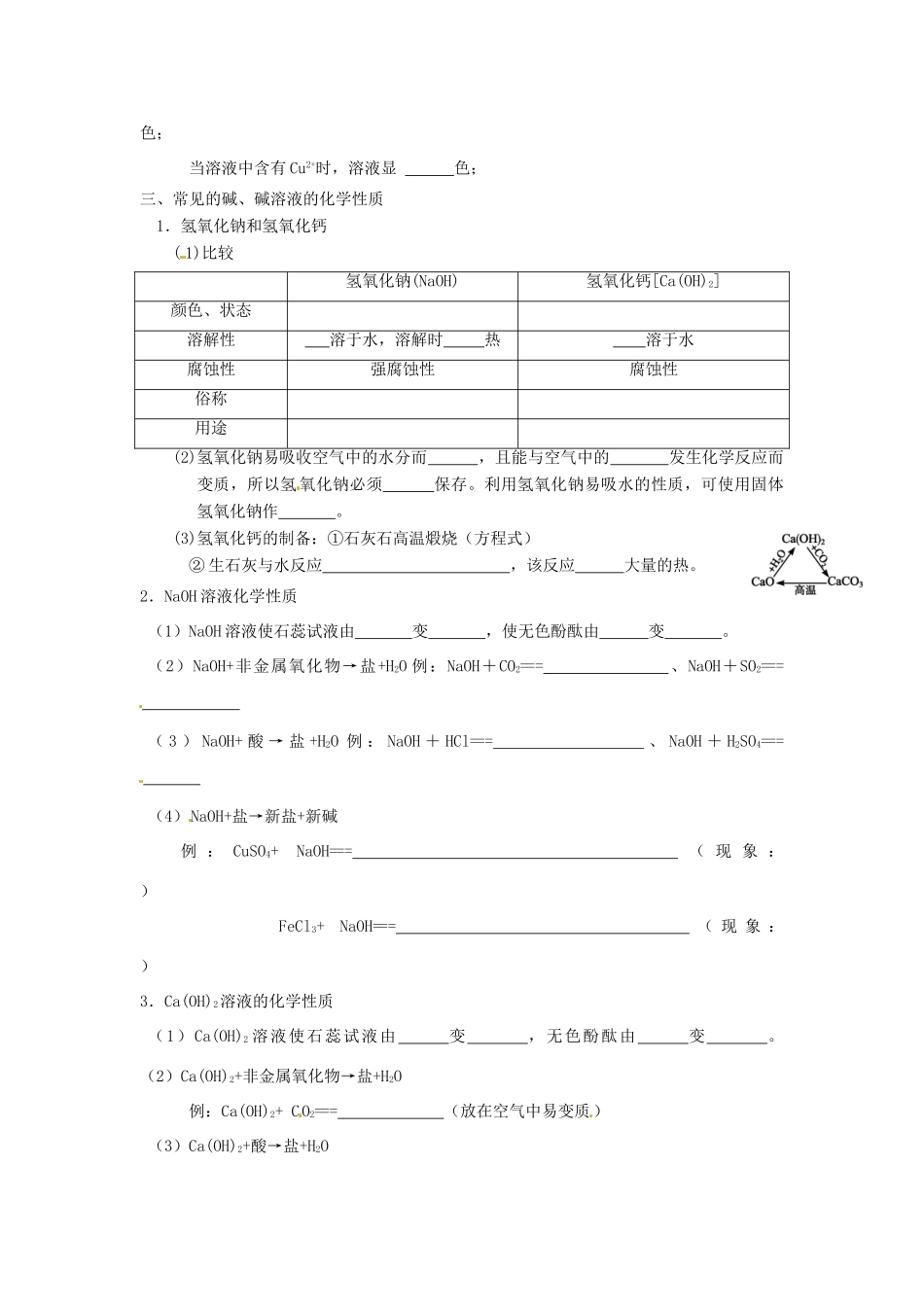 九年级化学下册(82 常见的酸和碱)知识点梳理 粤教版试卷_第2页