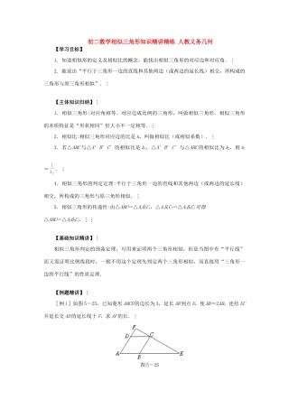 初二数学相似三角形知识精讲精练 人教义务几何 试题