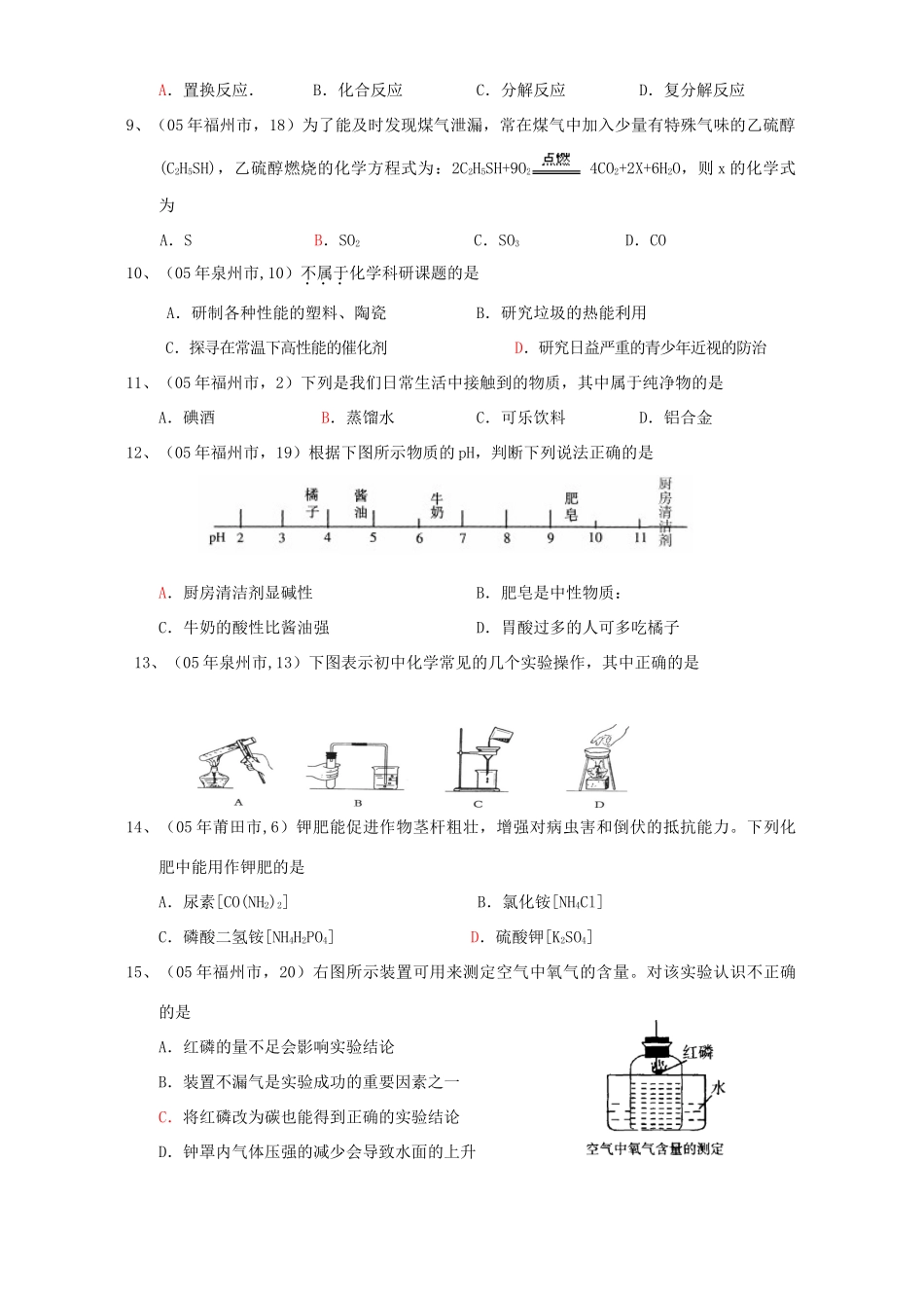 九年级化学第二次月考试卷 人教版试卷_第2页