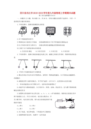 四川省内江市九年级物理上学期期末试卷