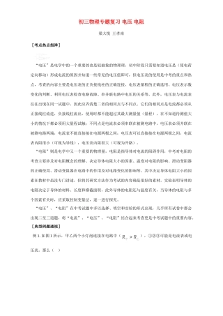初三物理专题复习 电压 电阻 专题辅导 不分版本 试题