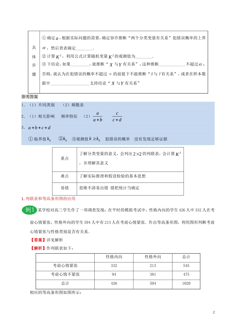 高中数学 第三章 统计案例 3.2 独立性检验的基本思想及其初步应用课时训练 理 新人教A版选修2-3-新人教A版高二选修2-3数学试题_第2页