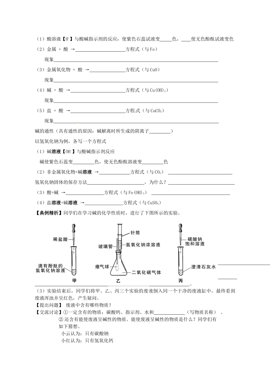 九年级化学(酸和碱)复习题 人教新课标版试卷_第2页