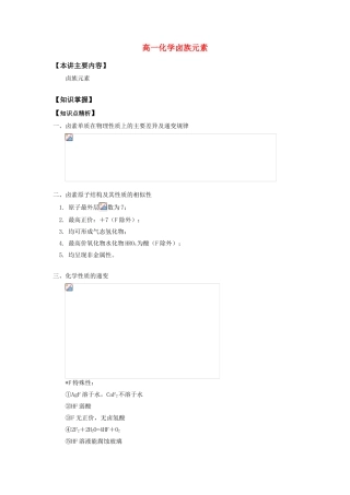 高一化学卤族元素知识精讲