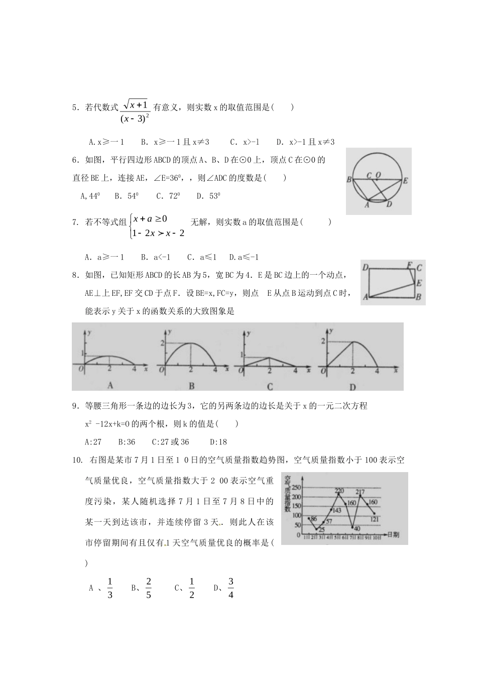 山东省潍坊市中考数学真题试卷(含答案)试卷_第2页