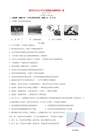 中考物理模拟试卷(C卷)试卷