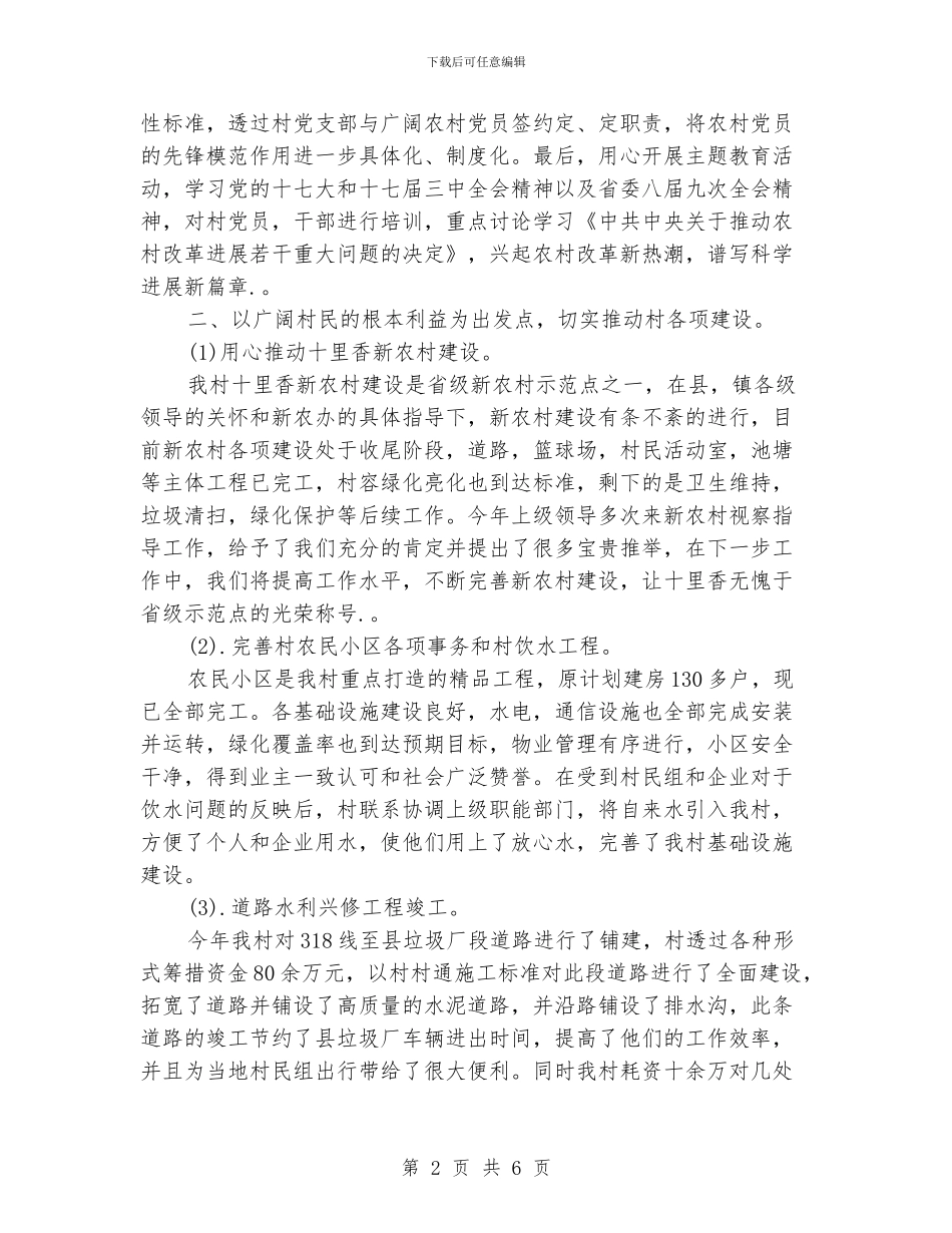 优质的村党支部年度工作总结示例_第2页