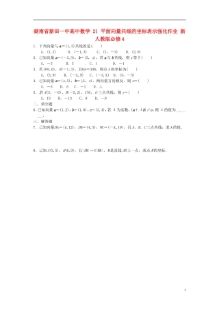 湖南省新田一中高中数学 平面向量共线的坐标表示强化作业 新人教版必修4