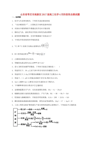 山东省枣庄市高新区高三化学4月阶段性自测试题-人教版高三全册化学试题
